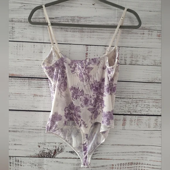 Free People Night Rhythm Floral Corset Bodysuit Ivory Combo Large NWT - Picture 6 of 6